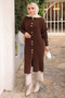 Brown Buttoned Angora Soft Knit Cardigan