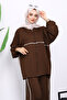 Modal Set with Brown Zippered Sweat Pants - 3