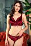 4805 Women's Velvet Underwire Supported Padded Lace Bustier Bra Set