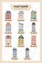 Children's Room Wall Sticker Set, Boho Home Watercolor Home Nordic Themed, Colorful Houses Sticker Set - 6