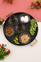 London 37 cm Black Presentation Metal Serving Tray Set Breakfast Wooden Handle Treat Tray - 4