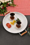 London 31 cm White Presentation Metal Serving Tray Set Breakfast Wooden Handle Treat Tray - 3