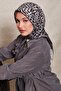 وشاح حريري من نسيج قطني بنمط الفهد باللون الرمادي - 2
