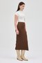 Fusta lungă din cauciuc maro material elastic 8157A - 7