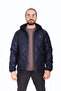 Men's Navy Blue Lined Windproof Hooded Lightweight Seasonal Jacket - 2