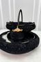 Black Vip Appliqued Mirrored Velvet Henna Night Tray Basket Bridal Set, Engagement Wedding Ceremony Promise Circumcision - 2
