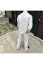 Men's Velvet Oversized Set Shirt and Pants Two-Piece Set - Gray - 3