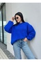 Kzk0010 Women's Cobalt Soft Textured Crew Neck Oversized Knitwear Sweater - 4