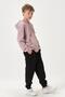 Steel Interlock Fabric Pocket Print Detail Zippered Cap Hooded t Top Boys' Tracksuit Set - 2