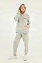 Basic Girl's Tracksuit Set with Hooded Print Detail and Steel Interlock Fabric - 3