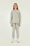 Basic Girl's Tracksuit Set with Hooded Print Detail and Steel Interlock Fabric