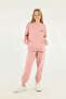 Basic Girl's Tracksuit Set with Hooded Print Detail and Steel Interlock Fabric - 2