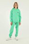 Basic Girl's Tracksuit Set with Hooded Print Detail and Steel Interlock Fabric