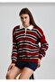 Women's Polo Neck Stripe Knitwear Sweater