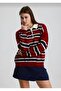 Women's Polo Neck Stripe Knitwear Sweater - 5