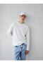 Long Sleeve Crew Neck Basic White Sweatshirt