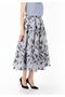 Midi Length Patterned Glittery Organza Silver-Gray Lined Pleated Skirt - 5