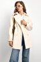 Oversize Short Coat with Epaulet Detail Ekru 3149 - 6