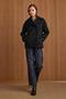 Double-Breasted Short Coat with Cape and Sleeve Pad Detail Black 3161 - 4