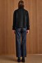 Snap Closure Pat Detailed Short Coat Black 3163 - 7
