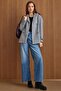 Double-Breasted Short Coat with Cape and Arm Panel Detail Light Gray 3161 - 2