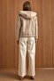 Hooded Buy Lastikli Oversized Short Coat Stone 3162 - 7