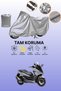 Grey Tail Bag and Lock Mismatched Honda Forza 750 Compatible Motorcycle Tarpaulin