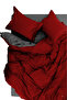 Reversible Double Duvet Cover Set with Elastic Bed Sheet Burgundy-Gray