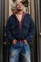 Men's Oversized Feather Cashmere Jacket Navy Blue - 5