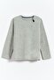 Cotton Collar Piping Button Detailed Girl's T-shirt - Gray - 6