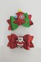New Year Christmas Santa Claus Themed Glittery Red Collet Girl's Buckle Pack of 2 - 3