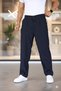 Baggy Double Pleated Dark Blue Color Elastic Waist Quality Relaxed Fit Classic Wide Leg Baggy Pants