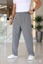 Double Pleated School Gray Color Elastic Waist Quality Comfortable Cut Classic Wide Leg Baggy Trousers