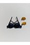 Push up Supported Padded Cross String Black Micro Bra - 5