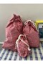 Red Gingham Ecological Cloth Pouch, Eco-Friendly Cloth Pouch, Drawstring Cloth Bag, Organizer Pouch (Set of 3) - 2