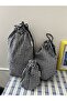 Black Gingham Ecological Cloth Pouch, Eco-Friendly Cloth Pouch, Drawstring Cloth Bag, Organizer Pouch (Set of 3) - 2