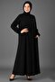 Medina Silk Mevlana Cut Loose Fit Robe with Pockets and Belt Black - 8