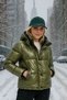 Hooded Puffy Khaki Women's Coat