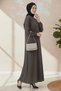 Medina Silk Mevlana Cut Loose Fit Robe with Pockets and Belt Beige - 7