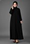 Medina Silk Mevlana Cut Loose Fit Robe with Pockets and Belt Black