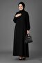 Medina Silk Mevlana Cut Loose Fit Robe with Pockets and Belt Black - 6