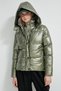 Hooded Puffy Khaki Women's Coat - 4