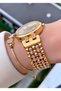 Gold Yellow Steel Band Large Case Women's Wrist Watch - Bracelet Gift - 3