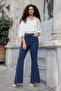 Women's High Waist Pocket Flared Leg Front Stitched Lightweight Lycra Fabric Trousers (Jacket Code Jument 3008 - 2