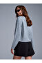 10462 Crew Neck Stone Embroidered Sweater-Dark Gray - 2