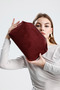 Heybes Women's Burgundy Suede Clutch Handbag - 5