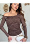 Women's Clothing Asymmetrical Collar Button Accent Piece Laced Blouse - 6