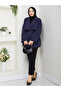 Button Detailed Belted Oversized Trench Coat Rc853107 - 4