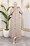 Hooded Chain Detailed Quilted Cap Tsd250162 Mink - 3