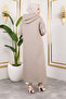 Hooded Chain Detailed Quilted Cap Tsd250162 Mink - 5